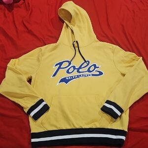 Polo by Ralph Lauren Yellow Hoodie with Blue Logo Sz Medium